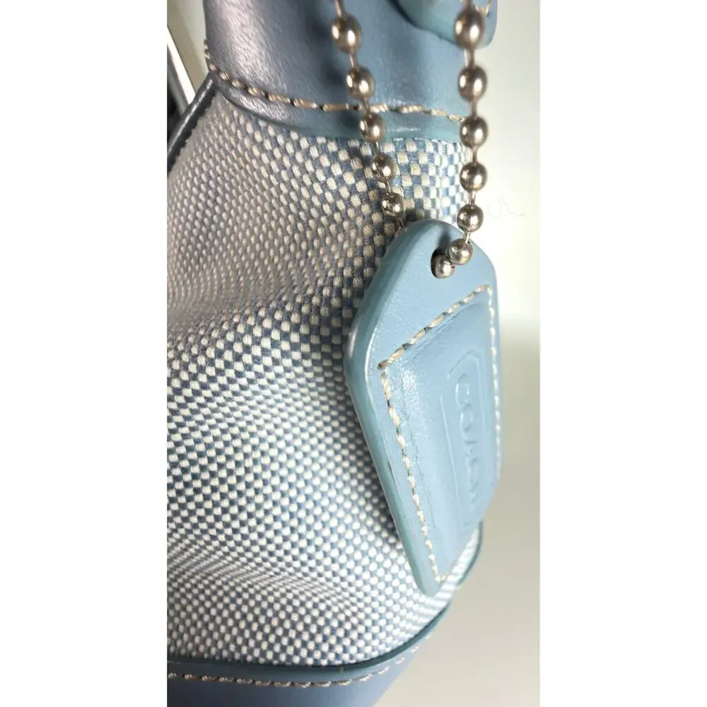 COACH 1839 VINTAGE Light Blue Canvas Leather Demi Hobo Shoulder Bag Purse MINT